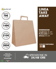 PROMO - TRIS ECONOMY 700pz. BUSTA DI CARTA CON MANIGLIA PIATTA 22x10x28 - 32x16x45 - 43x15x45,5