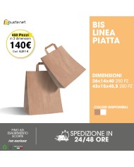 PROMO - TRIS ECONOMY 700pz. BUSTA DI CARTA CON MANIGLIA PIATTA 22x10x28 - 32x16x45 - 43x15x45,5