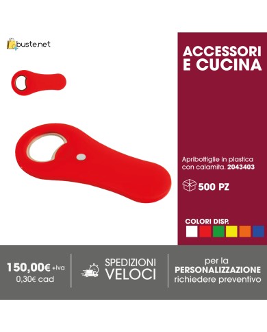 Apribottiglie in plastica con calamita