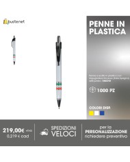 Penna a scatto in plastica ABS, fusto colorato e clip in metallo, refill jumbo