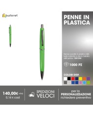 Penna a scatto in plastica ABS, fusto colorato e clip in metallo, refill jumbo