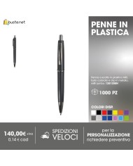 Penna a scatto in plastica ABS, fusto colorato e clip in metallo, refill jumbo