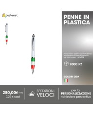 Penna a scatto in metallo con decorazione a 3 anelli e particolari cromati