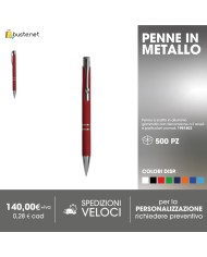 Penna twist con fusto e clip in metallo, con gommino per touch screen in tinta