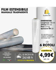 FILM ESTENSIBILE MANUALE TRASPARENTE - 6 ROTOLI