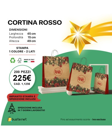 PROMO NATALE - BUSTA NATALE CORTINA ROSSO - 45X15X49