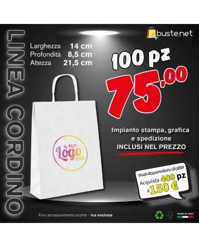 100pz. PROMO SAN VALENTINO LINEA CORDINO - STAMPA A COLORI  14x8,5x21,5